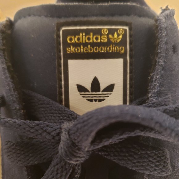 ADIDAS SUPERSTAR VULC SHELL TOE SHOES - MENS 10.5 BLUE/WHITE/GOLD PRINT/GUM SOLE - Picture 7 of 16